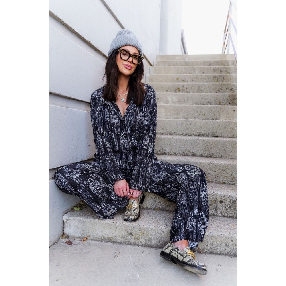 Dressed In Lala Interstellar Astronauts LS Shirt & Pants Plissé Set Size 2XL